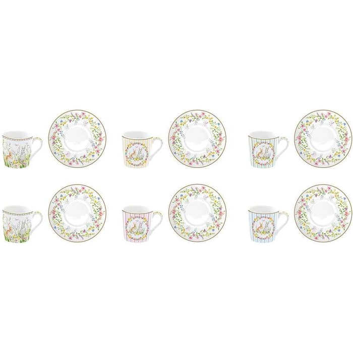 Набор из 6 фарфорових пасхальных кофейных чашек с блюдцами Easy Life