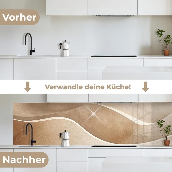 Кухонний фартух 60x80 см Самоклеючий захисний щиток для кухонної стіни Кухонний фартух Кухонні фасади Кухонні фартухи Кухонна стіна Вода - Пейзаж - (Бежевий - Природа, 80 x 300 см)