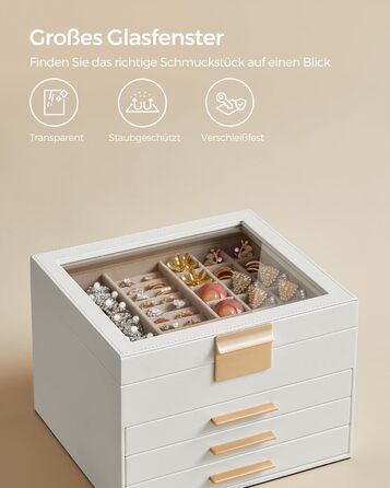 Органайзер для ювелирных изделий 4-уровневый облачно-белый SONGMICS