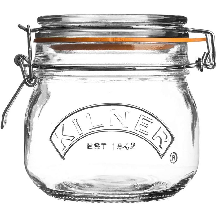 Стеклянная банка для хранения 0,5 л с зажимом Kilner