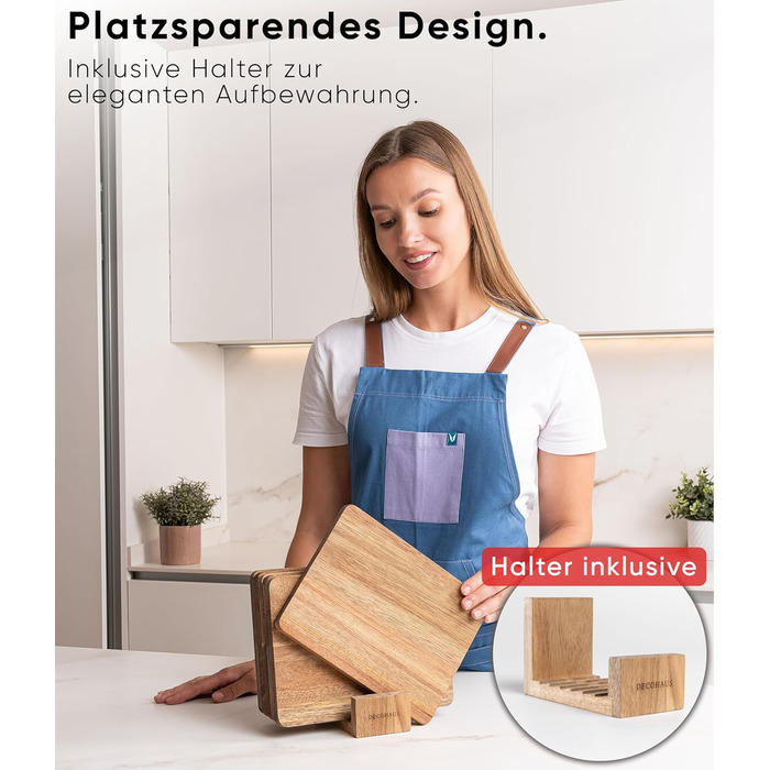 Набір з 6 дерев’яних сніданкових дощечок із акації Deco haus