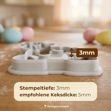 Набір із 3 формочок для пасхального печива, смугастий візерунок у вигляді пасхальних яєць, кролик, 2 в 1 зі штампом, 5 x 4 см, можна мити в посудомийній машині, екологічно чисті, стійкі до іржі (ягня (6x4 см))