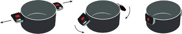 Набір посуду BALLARINI Click Cook із 3 предметів (16 см 20 см 24 см), включаючи 3 скляні кришки, антипригарне покриття, зі складними пластиковими ручками, чорний