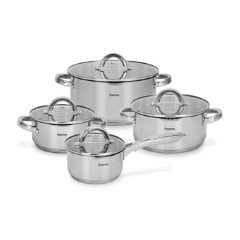 Набір посуду Fissman FEDERICA придметів зі скляними кришками нержавіюча сталь (5399)