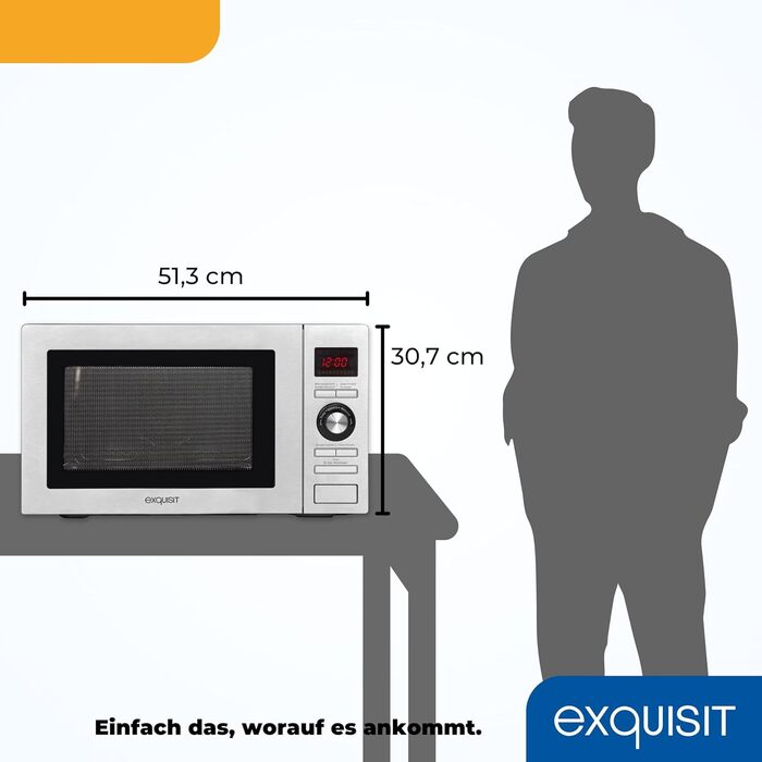 Підставка Exquisit - MW 820 DI 700 Вт 20 л 5 рівнів потужності Внутрішнє освітлення Цифровий таймер (25 літрів, мікрохвильова піч гриль конвекція, сріблястий)