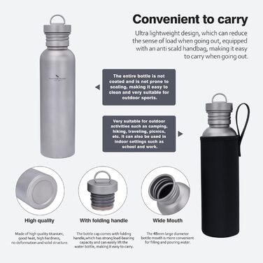 Титановая бутылка для воды для кемпинга 750 мл Boundless Voyage