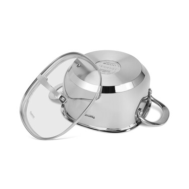 Каструля Fissman EXCLUSIVE PRO 20x10 см / 3,0 л зі скляною кришкою нержавіюча сталь (5541)