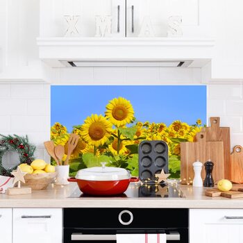 Дизайнерський кухонний фартух з алюмінієвого композиту, кухонний фартух, товщина 3 мм, 60x100 см, (Соняшники)