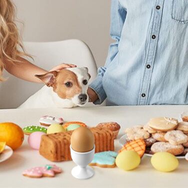 Керамічні чашки для яєць Cinf у горошок, великодній подарунковий набір із 4 порцелянових підставок для сніданку, міцні, легко миються, багаторазові, великодній подарунок (білий)