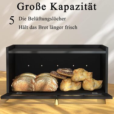 Бамбуковая хлебница 40 x 25 x 21 см черный AINILE