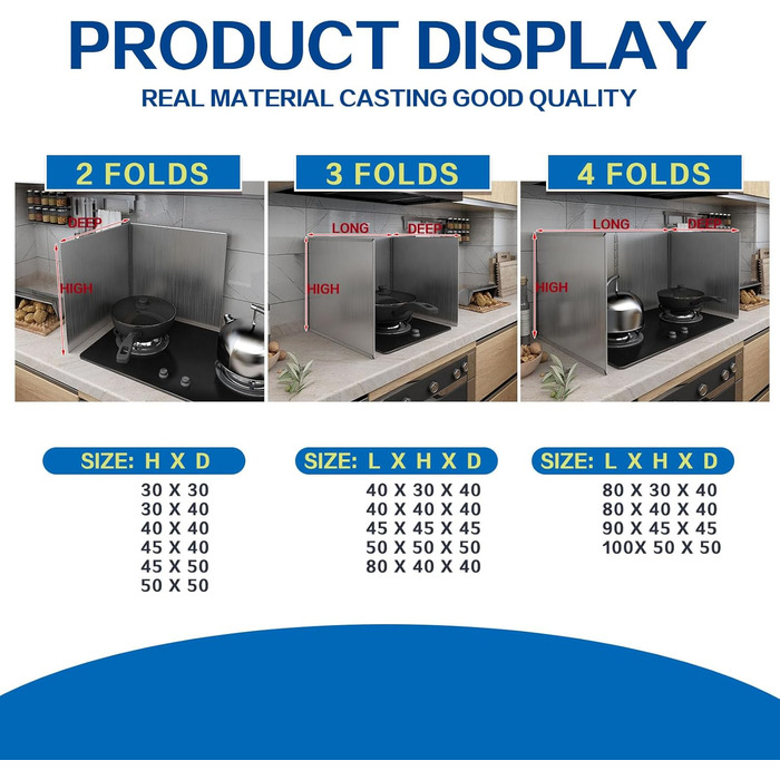 Складний настінний бризкозахисний екран для кухні 100 х 50 х 50 см Tauzveok