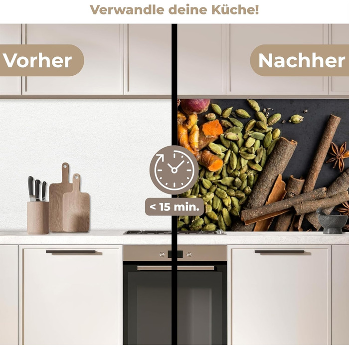 Кухонний фартух 60x80 см Самоклеючий захисний щиток для кухонної стіни Кухонний фартух Кухонні фасади Кухонні фартухи Кухонна стіна Вода - Пейзаж - (Трави - Їжа, 80 x 300 см)