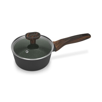 Ковш Fissman 16x7,5 см/1,3 л CUISINE со стеклянной крышкой алюминий с антипригарным покрытием (14591)