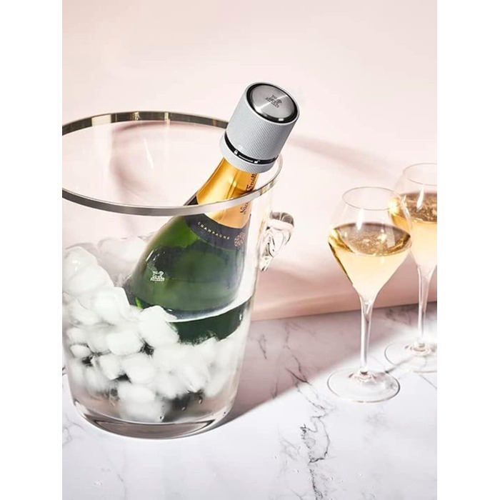 Пробка для шампанського - Для герметичного закупорювання та зберігання відкритих пляшок ігристого вина - Гарантія 5 років - Винний подарунок - Кольори алюмінію