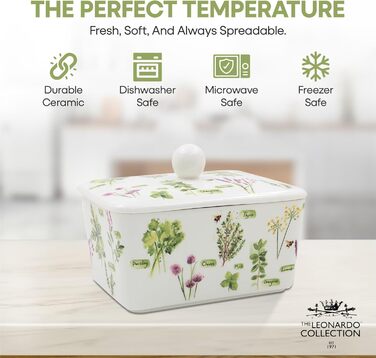 Маслянка з кришкою, китайська кераміка, з гарними акварельними мотивами, розроблена галереєю Дженніфер Роуз для Busy Bees (сад трав)