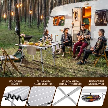 Складной стол для кемпинга и пикников серебряный Sportneer