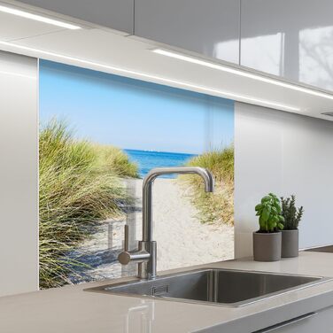 Кухонний фартух 60x80 см Самоклеючий настінний захисний екран для кухні Кухонний фартух Кухонні фасади Кухонні фартухи Кухонна стіна Вода - Пейзаж - (Пляж - Море, 80 x 80 см)