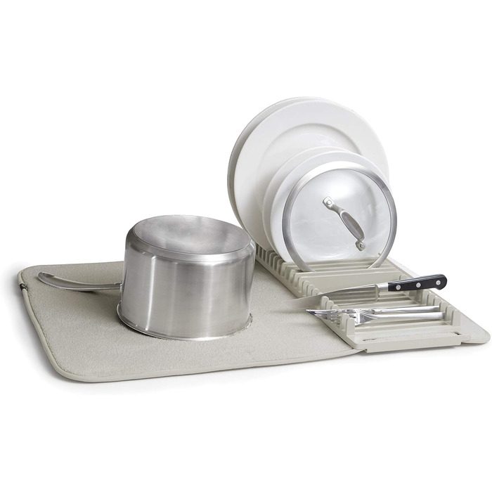 Підставка-сушарка для посуду з килимком 60 х 45 см світло-сіра Udry Umbra