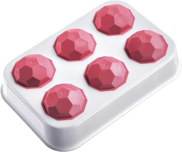 Льодогенератор Westmark Ice Cube Maker Cube форма для льоду з кришкою, для приготування 6 великих кубиків льоду, прозорий/червоний/білий пластик, без BPA, великий (круглий, великий)