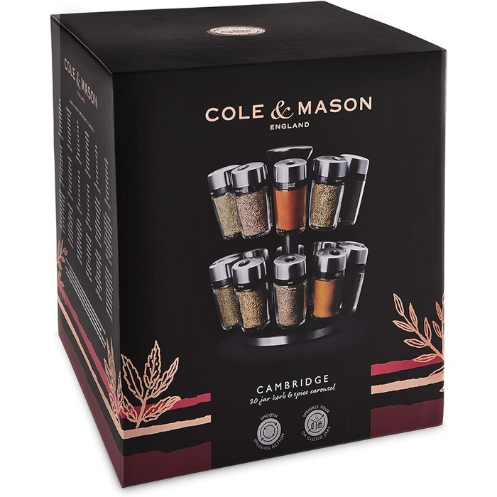 Подставка для специй с 20 банками Cole & Mason