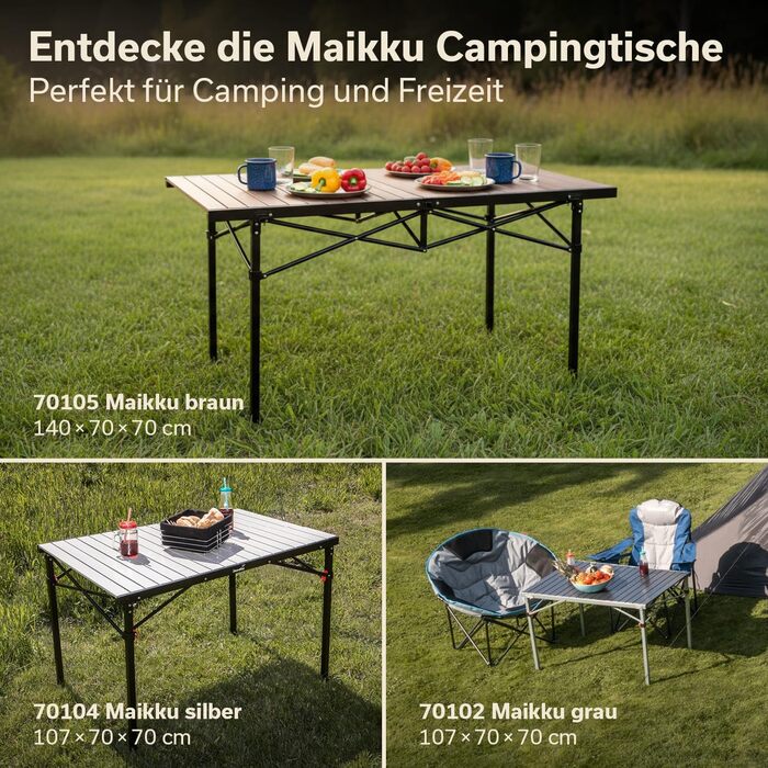 Алюминиевый раскладной стол 140 x 70 x 70 см Skandika