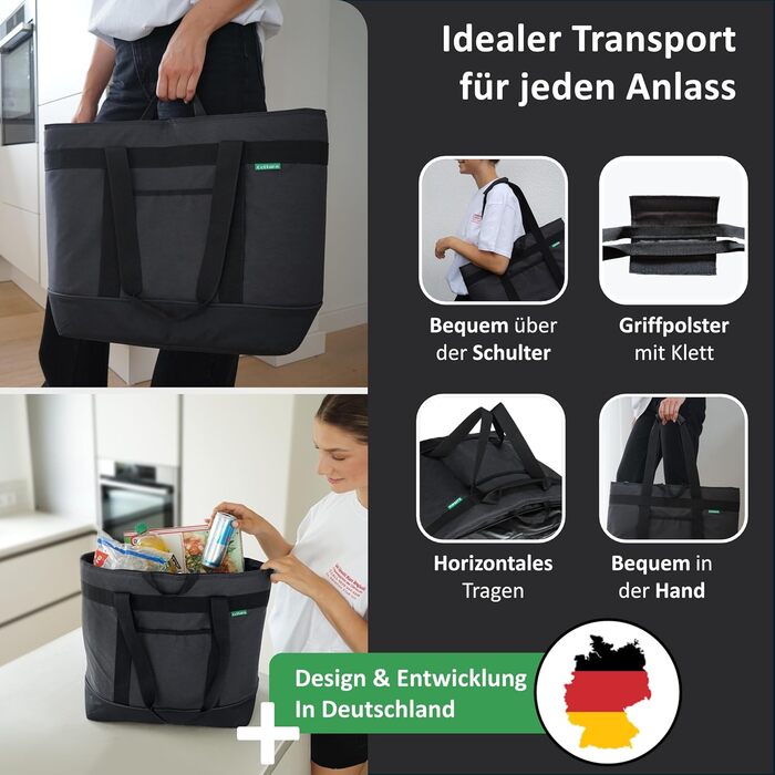 Велика складна термосумка 30 л темно-сіра COTTARA