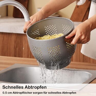 Металеве сито для пасти з дерев'яною ручкою 22 см beifeier