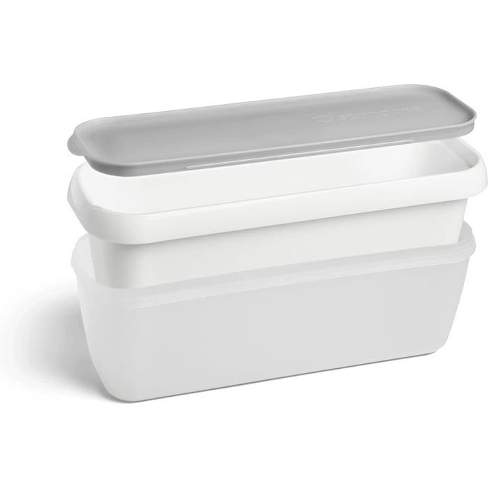 Набір з 2 контейнерів для морозива для морозива 1 л, контейнери для зберігання, контейнери для морозильної камери, контейнери для льоду без бісфенолу А харчового класу (сірий порційний контейнер)
