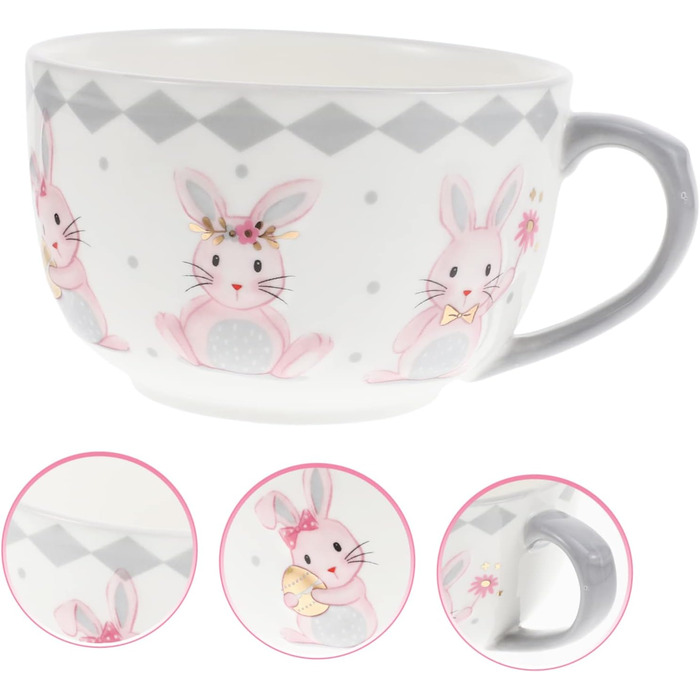 Керамічна тарілка для супу з візерунком кролика на Великдень NAMOARLY