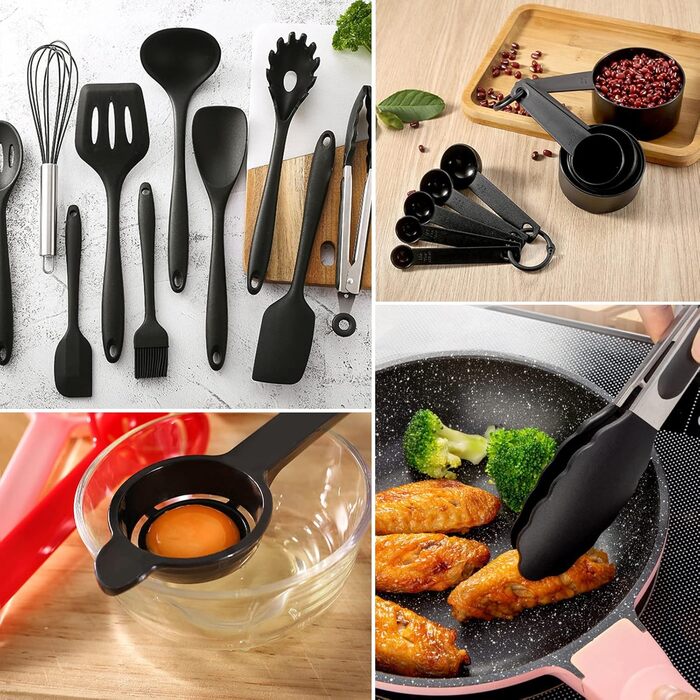Набір кухонного приладдя, 49 предметів, чорний TAVADA
