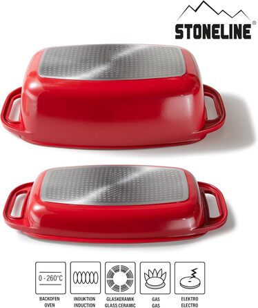 Жаровня с крышкой 40 х 22 см 5,8 л красная STONELINE