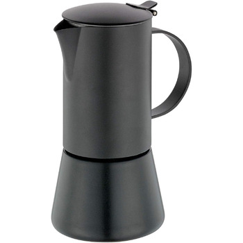 Кавоварка еспресо Cilio AIDA Підходить для всіх типів плит, включаючи індукційні Ø 9 см, В 17,5 см Італійська кавоварка Кафетера Машина мокко (чорний матовий, 6 чашок)
