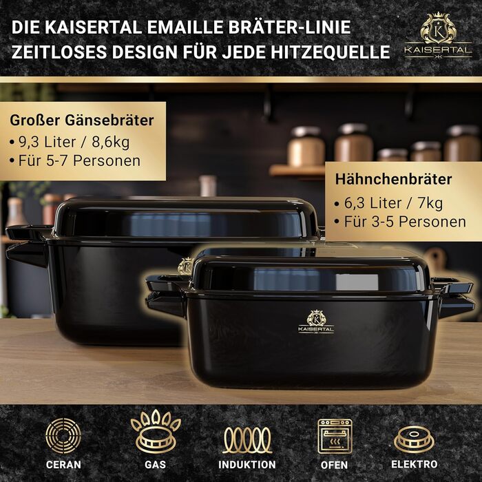 Чавунна жаровня з емальованою кришкою 28 см 4,4 л K KAISERTAL