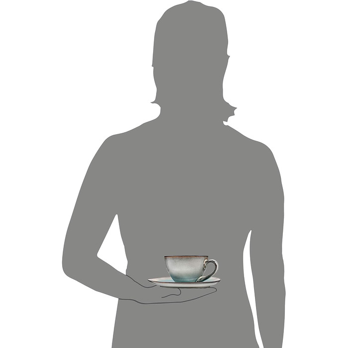 Співачка Набір чашок для кави Capri з блюдцями, набір чашок з керамограніту з 8 предметів, сучасний вінтажний дизайн Набір кавових чашок 230 мл 8 шт.