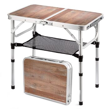 Складной алюминиевый стол для кемпинга коричневый ARATERVIO