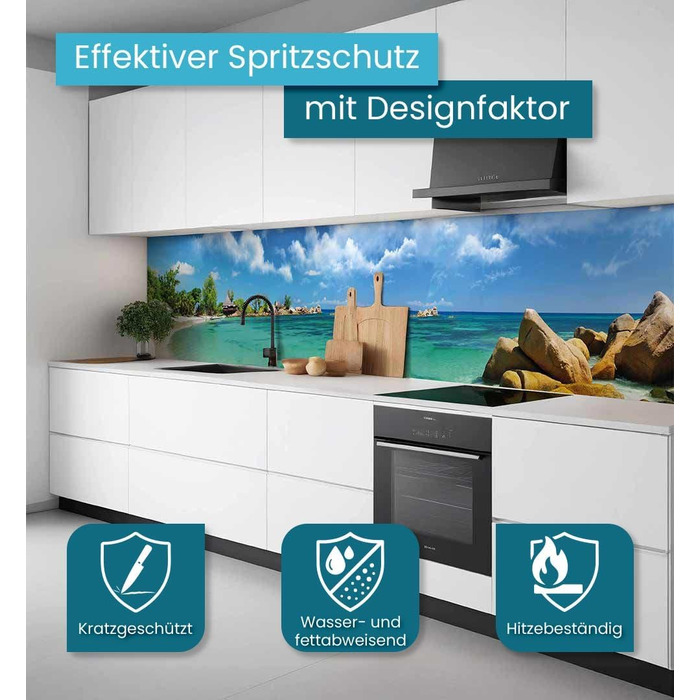 Самоклеючий кухонний фартух - матовий, жорстка бризкозахисна плівка як доступна альтернатива склу, легке встановлення та очищення - висота 60 см - Дизайн чорна кам&39яна стіна 80 x 60 см (Beach, Ш 400 см x В 60 см, 0,2 мм)