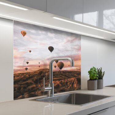 Кухонний фартух 60x80 см Самоклеючий захисний екран для кухні Кухонний фартух Кухонні фасади Кухонні фартухи Кухонна стіна Вода - Пейзаж - (Пейзаж - Повітряна куля, 80 x 80 см)