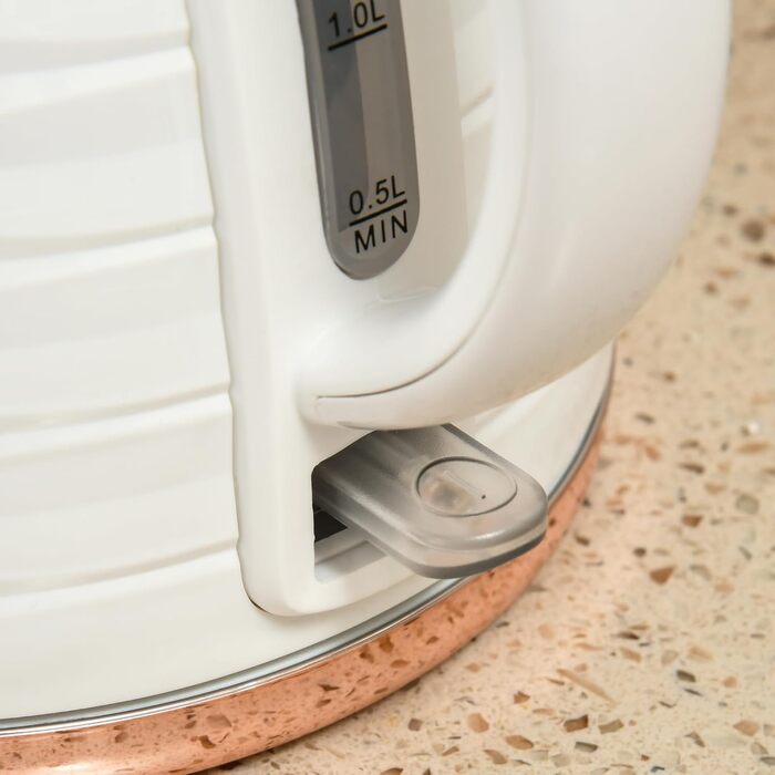 Набір для сніданку HOMCOM Kettle Toaster Set з чайником 1,7 л, тостером на 4 скибочки, 2200 Вт, 7 рівнів підрум&39янення, розморожуванням, розігрівом та лотком для крихт, термостатом Otter, кремово-білим