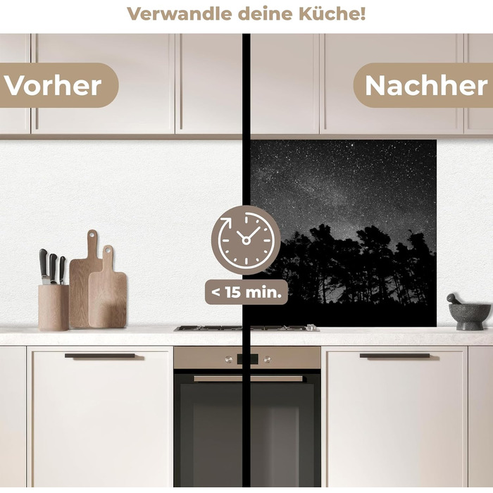 Кухонний фартух 60x80 см Самоклеючий захисний щиток для кухонної стіни Кухонний фартух Кухонні фасади Кухонні фартухи Кухонна стіна Вода - Пейзаж - (Зоряне небо - Ліс, 80 x 80 см)