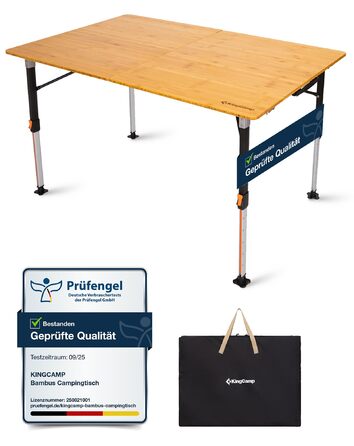 Складний бамбуковий стіл для кемпінгу 120 x 80 см KingCamp