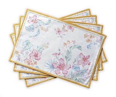 Бавовняні килимки для серветок, набір з 4 шт. , декоративні килимки для серветок, пасхальні килимки, що миються, для свят, вечерь, весни, літа (33 см x 48 см) (041 - Райський острів), 39Hermine 100