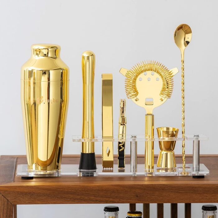 Золотий набір для коктейлів з акриловою підставкою Btuqbu