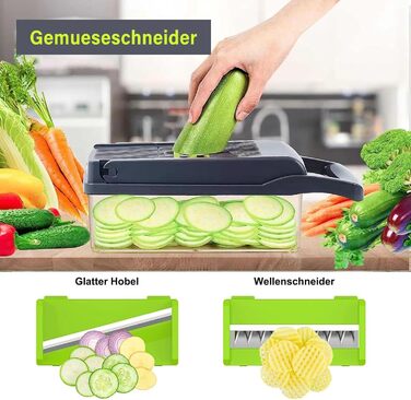 Універсальна овочерізка 16 в 1, сіро-зелений колір Etievort