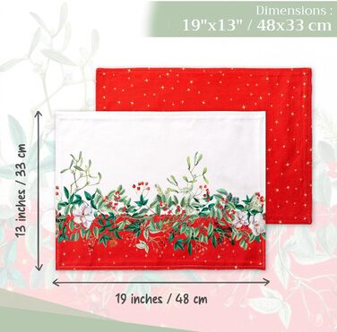 Бавовняні килимки для серветок, набір з 4 шт. , декоративні килимки для серветок, пасхальні килимки, що миються, для свят, вечерь, весни, літа (33 см x 48 см) (076 - Noel), 39Hermine 100