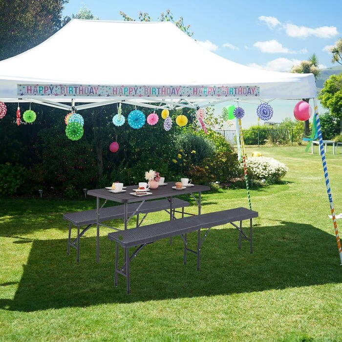 Раскладной стол для кемпинга 118 х 60 х 74 см серый Relaxdays