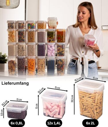 Набор из 24 контейнеров для хранения, прозрачный/белый Deco haus