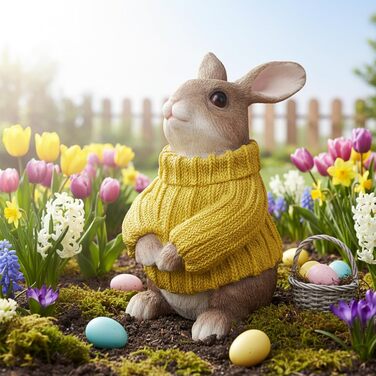 Декоративні фігурки кроликів у светрі жовтий colourliving