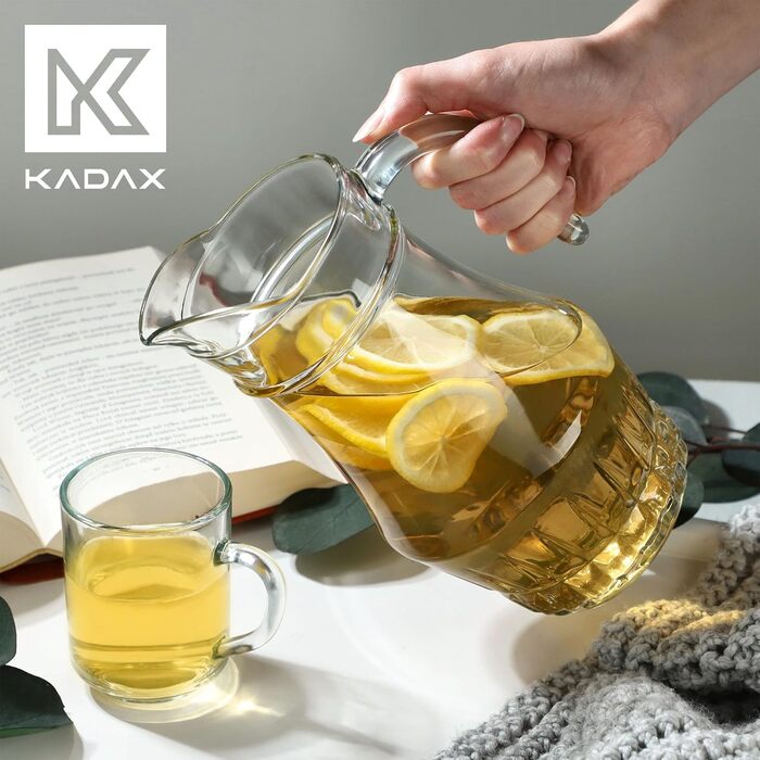 Скляний глечик для води з носиком та зручною ручкою 1,5 л KADAX