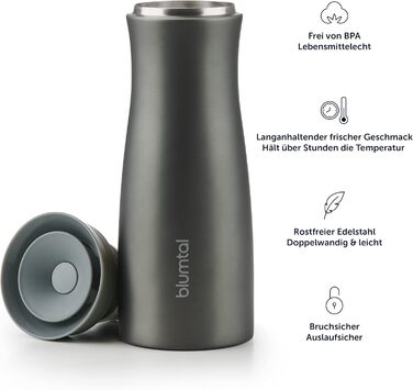 Термокружка Blumtal - Дорожня кружка з нержавіючої сталі - Герметична ізольована кружка для гарячих/холодних напоїв - Відкриття на 360 - Термокружка із швидким закриттям - Кавова кружка - Рожева (380 мл, 08 - Темно-зелена)