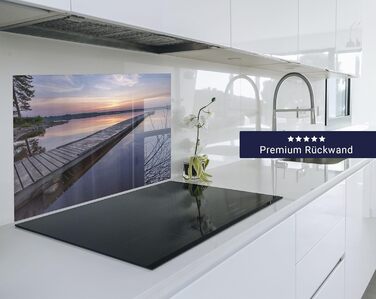 Кухонний фартух timalo зі скляним ефектом акрилове скло 2 мм Захист від бризок для плити, скляний фартух, акрилові скляні стінові панелі, захисна панель для фартуха Бетонно-синьо-сірий (60x52 см, 207- Seeblick)